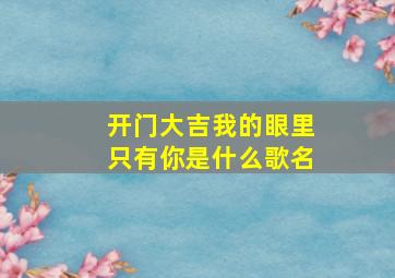 开门大吉我的眼里只有你是什么歌名