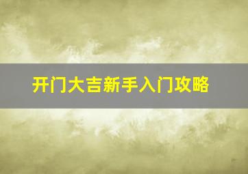 开门大吉新手入门攻略