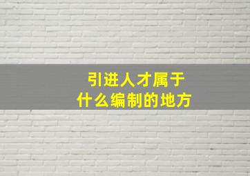 引进人才属于什么编制的地方