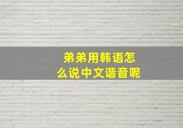 弟弟用韩语怎么说中文谐音呢