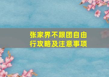 张家界不跟团自由行攻略及注意事项