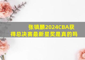 张镇麟2024CBA获得总决赛最新星奖是真的吗