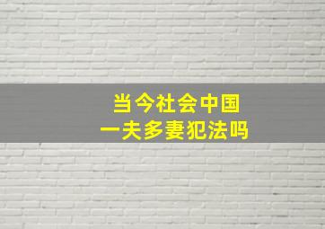 当今社会中国一夫多妻犯法吗