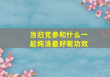 当归党参和什么一起炖汤最好呢功效