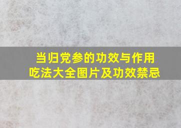 当归党参的功效与作用吃法大全图片及功效禁忌