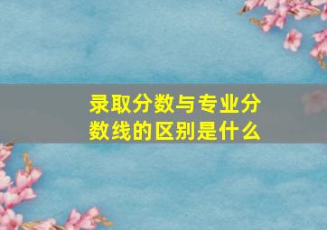 录取分数与专业分数线的区别是什么