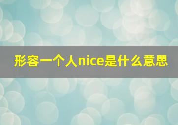 形容一个人nice是什么意思