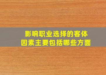 影响职业选择的客体因素主要包括哪些方面