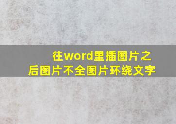 往word里插图片之后图片不全图片环绕文字