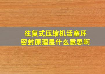 往复式压缩机活塞环密封原理是什么意思啊