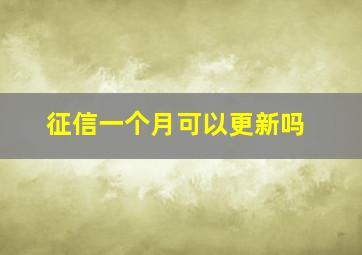 征信一个月可以更新吗