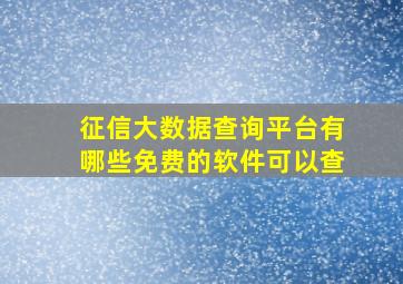 征信大数据查询平台有哪些免费的软件可以查