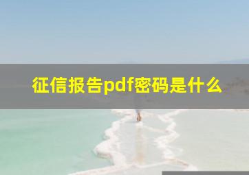 征信报告pdf密码是什么