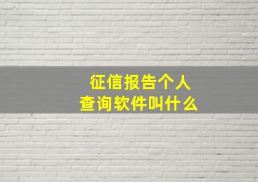 征信报告个人查询软件叫什么