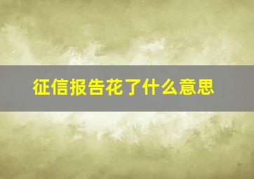 征信报告花了什么意思