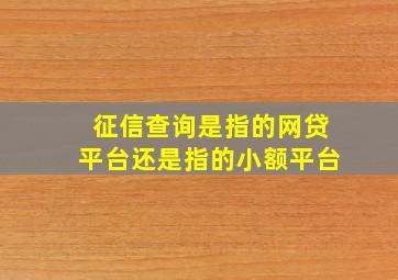 征信查询是指的网贷平台还是指的小额平台