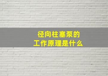 径向柱塞泵的工作原理是什么