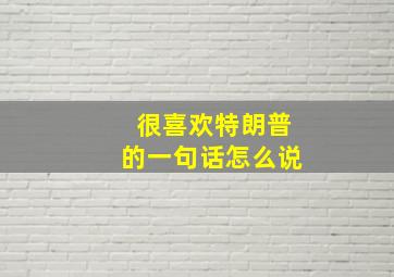 很喜欢特朗普的一句话怎么说