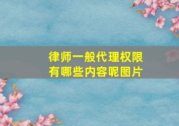 律师一般代理权限有哪些内容呢图片