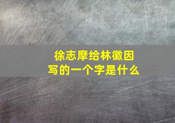 徐志摩给林徽因写的一个字是什么