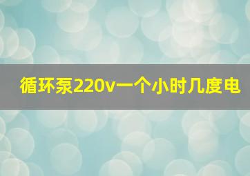 循环泵220v一个小时几度电