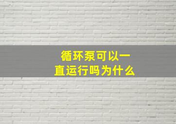 循环泵可以一直运行吗为什么