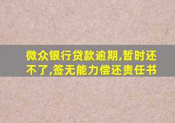 微众银行贷款逾期,暂时还不了,签无能力偿还责任书