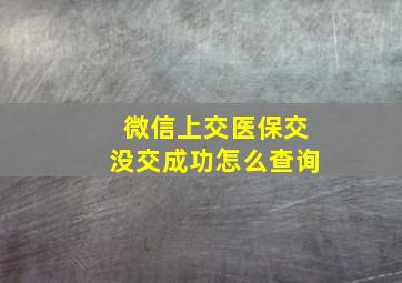 微信上交医保交没交成功怎么查询