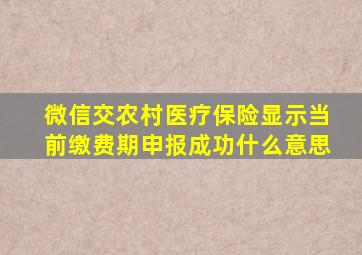 微信交农村医疗保险显示当前缴费期申报成功什么意思