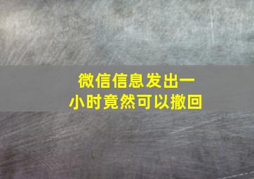 微信信息发出一小时竟然可以撤回