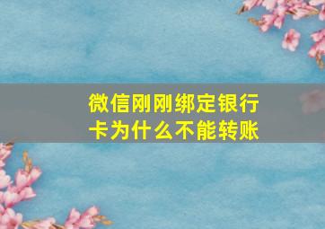 微信刚刚绑定银行卡为什么不能转账