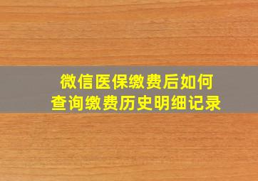 微信医保缴费后如何查询缴费历史明细记录