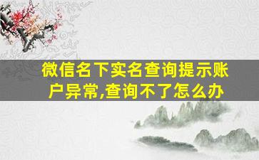 微信名下实名查询提示账户异常,查询不了怎么办