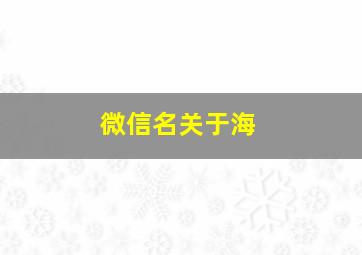 微信名关于海