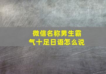 微信名称男生霸气十足日语怎么说