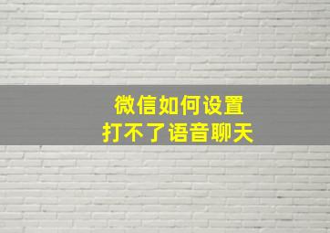 微信如何设置打不了语音聊天