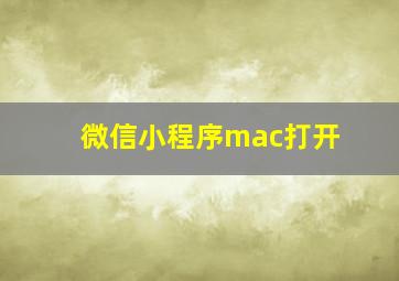 微信小程序mac打开