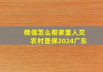 微信怎么帮家里人交农村医保2024广东