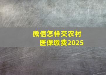 微信怎样交农村医保缴费2025