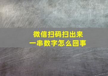 微信扫码扫出来一串数字怎么回事