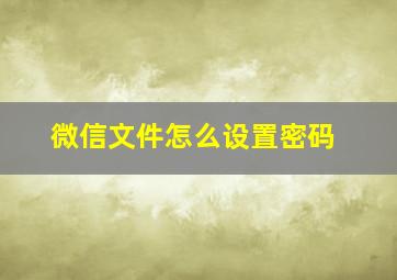 微信文件怎么设置密码