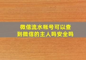 微信流水帐号可以查到微信的主人吗安全吗