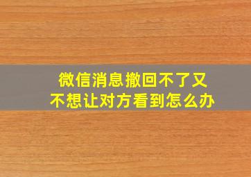 微信消息撤回不了又不想让对方看到怎么办