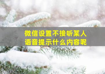 微信设置不接听某人语音提示什么内容呢