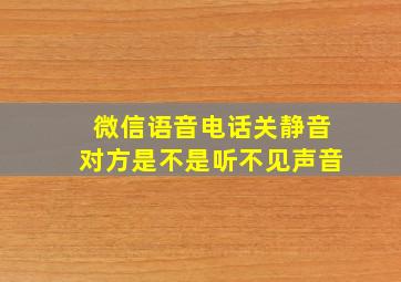 微信语音电话关静音对方是不是听不见声音