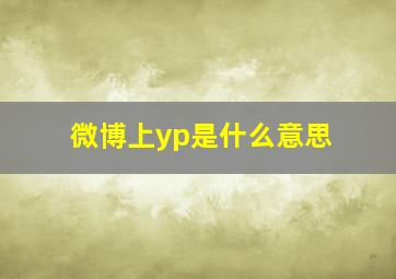 微博上yp是什么意思