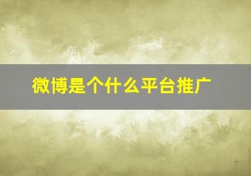 微博是个什么平台推广