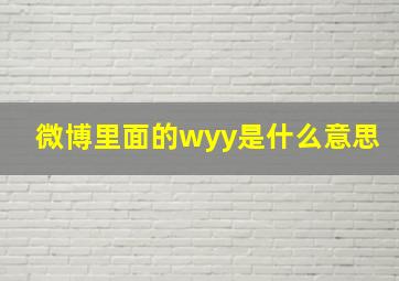 微博里面的wyy是什么意思