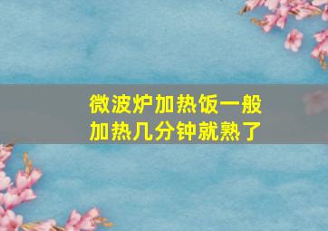 微波炉加热饭一般加热几分钟就熟了