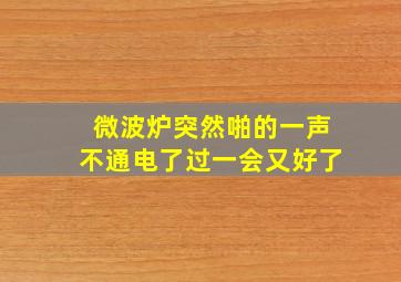 微波炉突然啪的一声不通电了过一会又好了